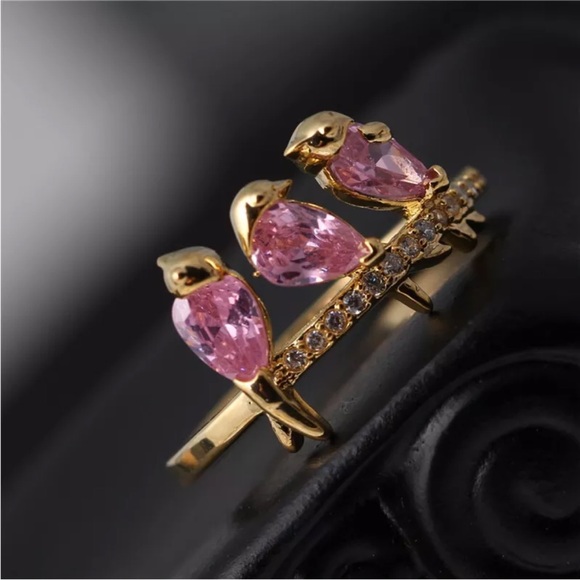 Women's 3 Ct Pink Cute Bird Women Silver Wedding Engagement Ring Size 6 - Picture 2 of 10